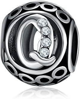 Yingyan Silver Charms Alphabet Q Letter Initial European Beads For Pendant Necklace Bracelets Bangle Snake Chain Jewelry