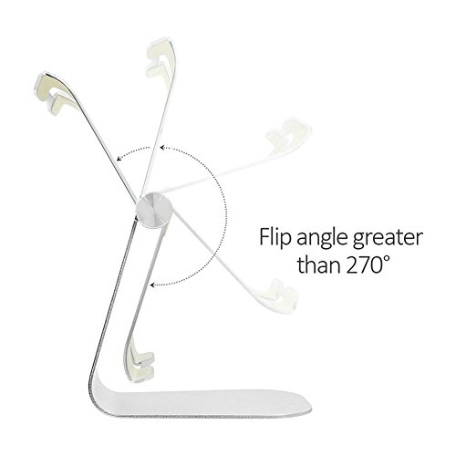 Verstellbare iPad Handy Halterung, Tonyhoney 270 ° Drehbares Phone Dock Smartphones Ständer,Tisch Halterung für Tablets, E-Reader und Smartphones wie iPhone 7 / iPad , Samsung, Huawei,Sony usw–Aluminium Halterung in Silber - 3