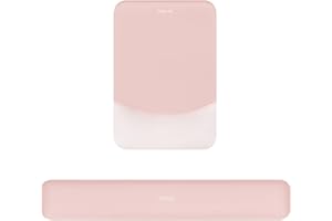 MOSISO Repose-Poignet pour Tapis de Souris&Clavier Set,Ergonomique Mouse Pad Antidérapante Rectangle Domicile/Bureau Soulagement Douleur,Repose Poignet Surélevé Courbé Mousse à Mémoire,Rose Bébé