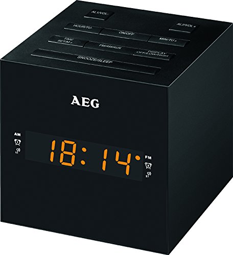 AEG MRC 4150 - Radio despertador digital con USB para carga de m&oacute;vil (AM / FM / USB / AUX-IN) color negro