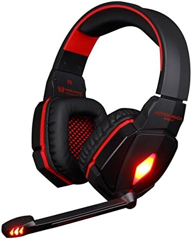 MiaoMa Gaming Headset Microphone  PC Headphone Gamer with Mic LED 3.5mm Stereo Over Ear Bass G4000With Noise Cancelling  for Xbox one ,PS4, PC, Laptop, Tablet, Phone, MAC Red + Black