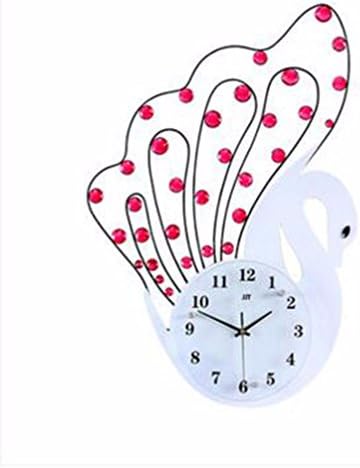 QPSSP Creative Personality Iron Mute Watch Quartz Clock Living Room Backdrop Modern Minimalist Swan,B