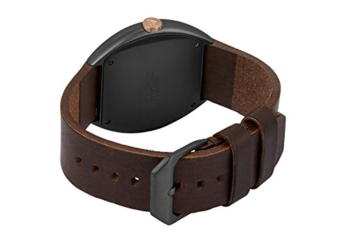 slow O 14 - Dark Brown Vintage Leather Anthracite Case Blue Dial Unisex Quartz Watch with Blue Dial Analogue Display and Dark Brown Leather Strap