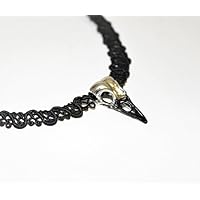 Gothic Schmuck Choker Schwarz Rabe Krähe Schädel Talisman Halsband Halskette Handmade Schmuck