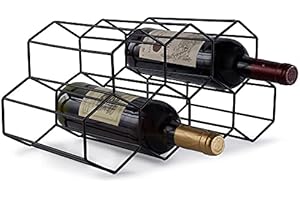 FOMANSH Countertop Wine Rack - 7 Bottle Holder for Wine Storage, Freestanding Wine Rack for Wine Cellar Bar Cabinet, Metal Tabletop Wine Holder with Modern Design,Stand Wine Rack for Kitchen