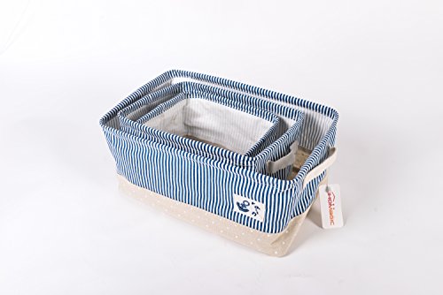 ihomagic Organisations-Körbe für Kleidung, zur Aufbewahrung, aus Baumwolle / Leinen, für Büro und Schreibtisch; Organizer, Aufbewahrungskörbe, 3er-Set - 6