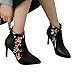 Produktbild TianWlio Stiefel Frauen Herbst Winter Schuhe Stiefeletten Boots Mode Schuhe Zurück Reißverschluss High Heel Bedruckte Spitzen Stiletto Stiefeletten Schwarz 43