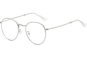 MIGOO Klassische Runde Blaulichtfilter Brille Ohne Stärke Metall Rahmen Retro Brillenfassungen Nerdbrille Unisex (Herren/Damen)