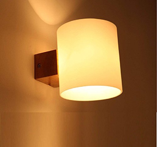 Preisvergleich Produktbild Pumpink Moderne Massivholz Wandleuchte Wandleuchte Led Einfache Kunst Wandleuchte Kreative Milchig Weiß Mattglas Wandleuchte Für Schlafzimmer Wohnzimmer Gang Korridor Hotel
