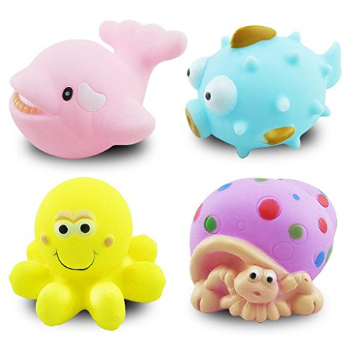 Gazechimp 4pcs Badewannenspielzeug Quietschende Spielzeug Für Baby Badespaß Wasser Spaß