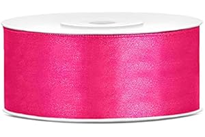 JAOW Ruban Satin Polyester Noeud et Emballage Cadeau 6/12/25/38/50/100mm x 25m (Taille 38mm x 25m - Couleur Rose foncé)