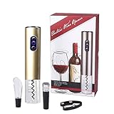 Paquete Regalo Lujo: Esta abridor es en un paquete regalo lujo con accesorios para vino. Este vino set contiene un sacacorchos eléctrico lujo y 3 vino kits: un cortacápsula, un vertedor de vino (vertedor de aireador) y un tapón de vino al vacío (corcho de vino de bomba de aire).