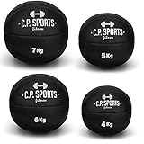 Piel sintética C.P. Sports - Balón medicinal de piel Negro o Marrón, peso Ball, balones medicinales, Wall Ball, Crossfit Ball