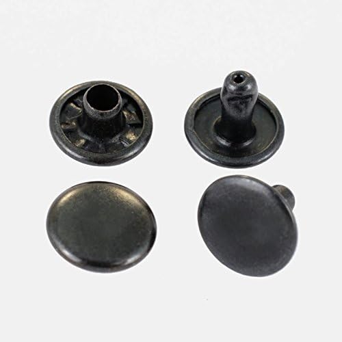 Hollow Rivets (DC),double-cap, Double Headed, Brass, Stainless, 250 Piece - Black, 9 mm