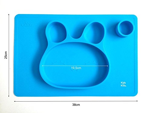 Kids&Kids Silikon Kinderteller 38cm x 25cm, Babyteller, Tischunterlage, Babyschale, Platzmatte, rutschfest - 2