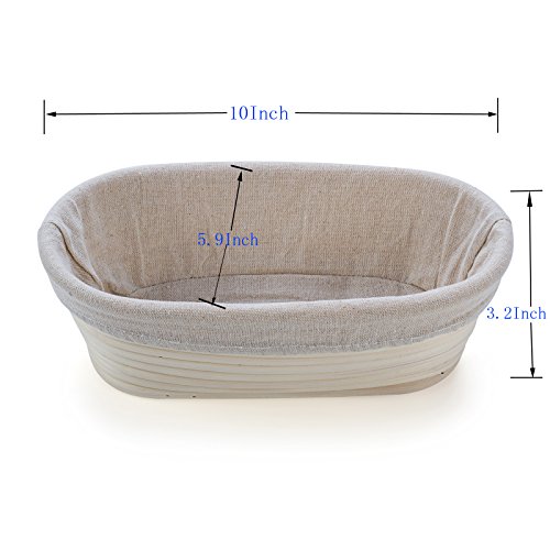 Jingmei Gärkörbchen oval, ø 25 cm x 15 cm, Höhe 8cm, frei Bürste (750g Teig)+ frei Zwischenlage-Abdeckung +frei Brotgabel - 5