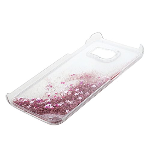Caja de arenas movedizas de telefono celular - TOOGOO R Caja lujosa transparente de arenas movedizas liquidas y de estrella brillante para Samsung Galaxy S6 Edge rosado