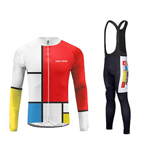 Uglyfrog Abbigliamento Ciclismo Set Abbigliamento Sportivo per Bicicletta Outdoor Maglia Manica Lunga Pantaloni Lunghi da Uomo Traspirante MC05