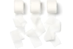 AOKSUNOVA Ruban blanc mousseline soie - 2,5 cm x 18,9 m - Ruban cadeau mariage