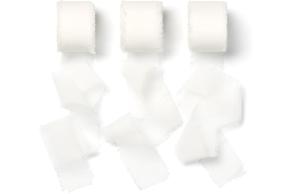 AOKSUNOVA Ruban blanc mousseline soie - 2,5 cm x 18,9 m - Ruban cadeau mariage