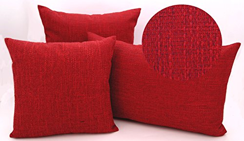 edle Kissenhülle meliert mit Struktur in hochwertiger Bouclé Leinen-Optik mit Reißverschluß - in rot 40x60 cm - Kissen Typ314