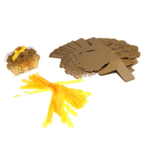Gazechimp Süßigkeiten Boxen mit Band Geschenkboxen Hochzeit Party Set/50 Stück – Gold, 7,9 x 3,2 x 9,5 cm - 2