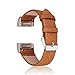 Produktbild Für Fitbit Charge 2 Armband,CAM-ULATA Lederarmband für Fitbit Charge 2, Uhrenarmband Erstatzband für Fitbit Charge 2 Unisex Fitness Strap mit Metall Konnektoren, Braun