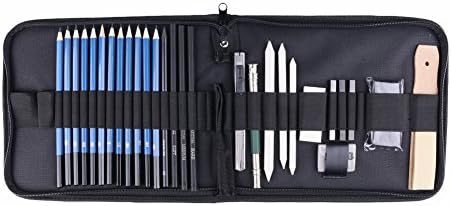IUIA Art Supplies, 32 Piece Professional Sketch &amp; Drawing Pencils Set, In Zippered Carrying Case