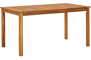 ‎VIDAXL vidaXL Solid Acacia Wood Garden Table Rustic Weather-Resistant Dining Table Wooden Table Patio Table Garden Furniture Balcony Table 140 x 80 x 74 cm