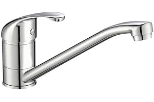 Edouard Rousseau - Mitigeur Évier Belfort - Aérateur Réducteur de Débit, Butée Éco-Stop - Poignée en Métal - 140 (Hauteur) x 215 (Saillie) mm - Chromé Taille Unique