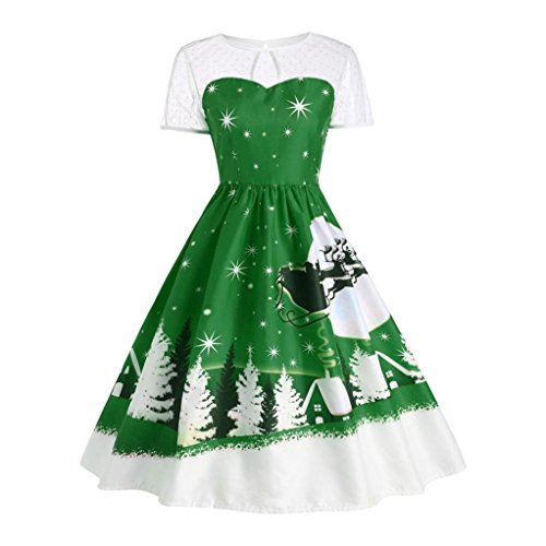 Christmas Dress Women Internet Women Vintage Printed Short Sleeve O |  Desertcart Brunei