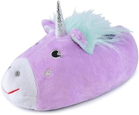 Slumberzz Childrens Girls 3D Unicorn Fleece Ballerina Slippers - Pink Purple - Toddler Size UK 9/10, 11/12, 13/1, 2/3