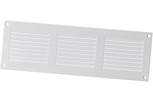 EUROPLAST Kratka wentylacyjna – biała, 300 x 100 mm, z ochroną przed owadami, wywiewane, powietrze nawiewane, metalowa kratka