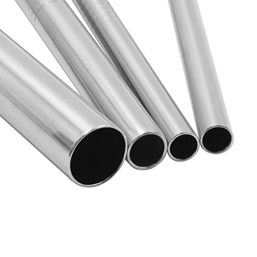 Xcellent Global 6 Pack Edelstahl Strohhalm Wiederverwendbare Metall-Strohhalme (1 Breit, 2 Gerade, 1 Gebogen, 2 Reinigungsbürsten, 1 Tragebeutel) für Smoothies, Yeti, RTIC & Mehr HG181 - 6