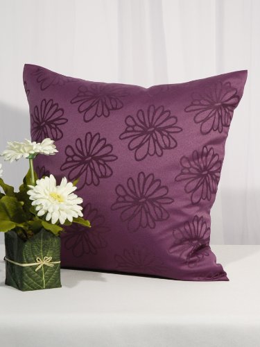 Lila Traum – Markenqualität – Hochwertiger Kissenbezug lila „Blüten Meer“ – 40 x 40 – Kissenhülle Kissen – stilvoll und elegant – mit LOTUS – EFFEKT – FLECKSCHUTZ – Flüssigkeiten perlen einfach ab – im gleichen Design sind Tischläufer und Mitteldecken erhältlich – auch in weiteren Farben erhältlich - 4