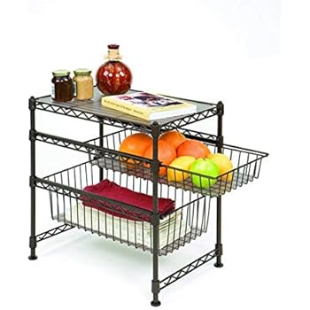 Ablageregal mit 2 ausziehbaren Körben, stapelbar: Amazon.de: Küche