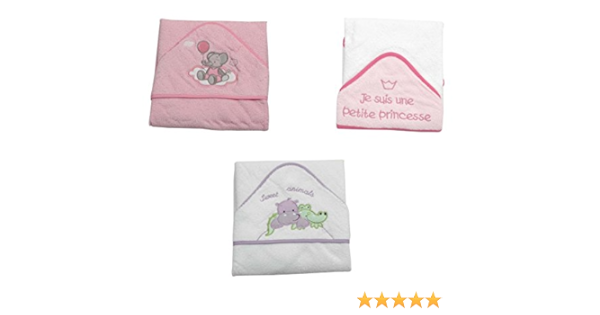 King Bear Lot De 3 Capes De Bain Avec Capuche 75x75 Cm Coloris Et Broderies Assorti Testees Et Approuvees Pour La Securite De Bebe Amazon Fr Bebe Et Puericulture
