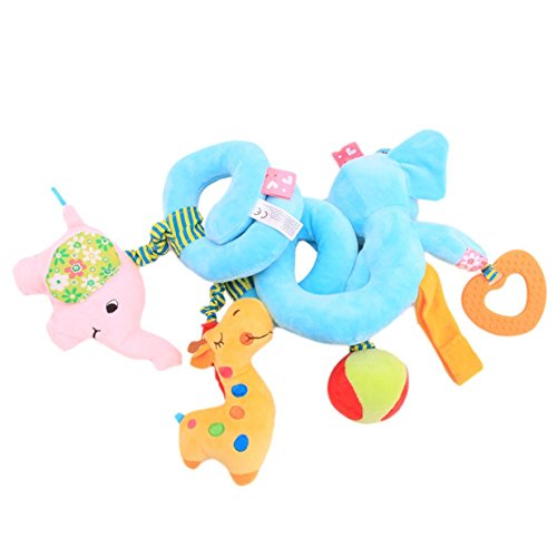 EJY Baby Plüschtiere, Kleinkindspielzeug,Beschwichtigen Schlaf Spielzeug,Kinderwagen, der Spielzeugauto-Drehmaschine hängenden Blau Elefant