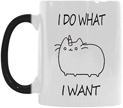 InterestPrint 11oz I Do What I Want Cat Unicorn Morphing Mug Heat Sensitive Color Changing Coffee Mug Cup with Quotes, Unique Funny Birthday Christmas Gifts for Men Women Him Her Mom Dad