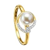 Jacques Lemans Damen Ring 375/- Gold Glänzend Zirkonia gelb 490370030