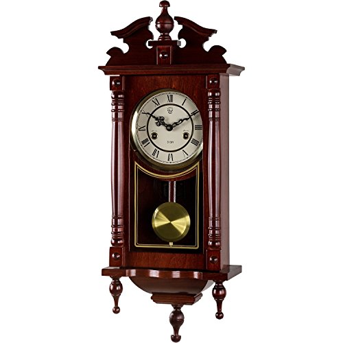 Wanduhr ORPHEUS mahagoni, 73 cm x 29 cm x 15 cm, Regulator, Pendeluhr antik - 7