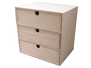 Aufbewahrungsbox Schubladenbox mit 3 Schubladen Holz Birke Box
