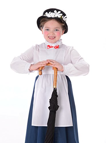 Costume Bambina Vittoriano Epoca - Abito Con Cappello Per Bambine 4-6 Anni (110-122 Cm)