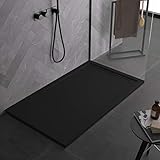 plato de ducha, Negro, mineralmarmo, recortable, masa plena, 3 cm de grosor. ,