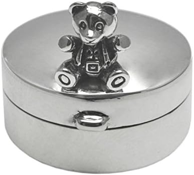Ari D Norman Brand 925 Sterling Silver Small Teddy Pill Box Round Full Hallmark Gift Box