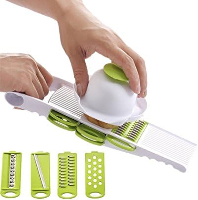 WollfuL 5 in 1 Vegetables Mandoline Slicer - Stainless Steel Blades Cutter Graters Julienne Slicers with Food Safety Holder