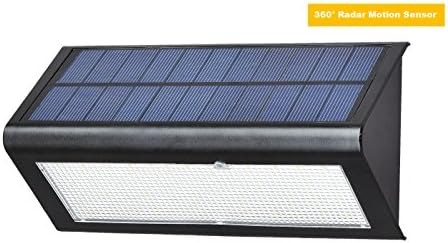 48 LED Security Lights, Solar Powered Lights Outdoor Wall Lamp Waterproof Solar Lights with 4 Intelligent Modes and 360 Degree RADAR Motion Sensor Solar for Garden, Patio, Walkway Lighting ( Black)