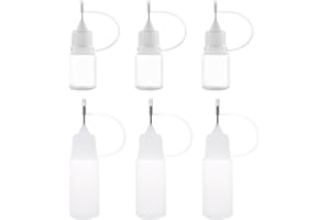 ‎ZKGYUS 6 Pcs Nadelflaschen-Set, Dosierflasche, Nadelflasche,Quetschflasche Klein,Spritzflasche,Plastikflasche, Kleber zum Auftragen präziser Leimmengen, DIY-Feder 5ml/10ml
