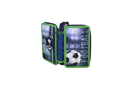 Preisvergleich Produktbild Federmäppchen Federmappe - 2 zip - gefüllt für den Schulanfang - Fussball mit ein Reißverschluß ideal auch für die Vorschule im Kindergarten