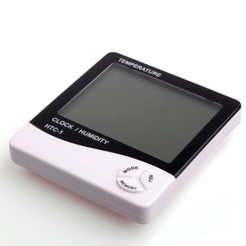 Sonline Digital LCD Thermometer und Feuchtemesser Uhr Wecker - 2
